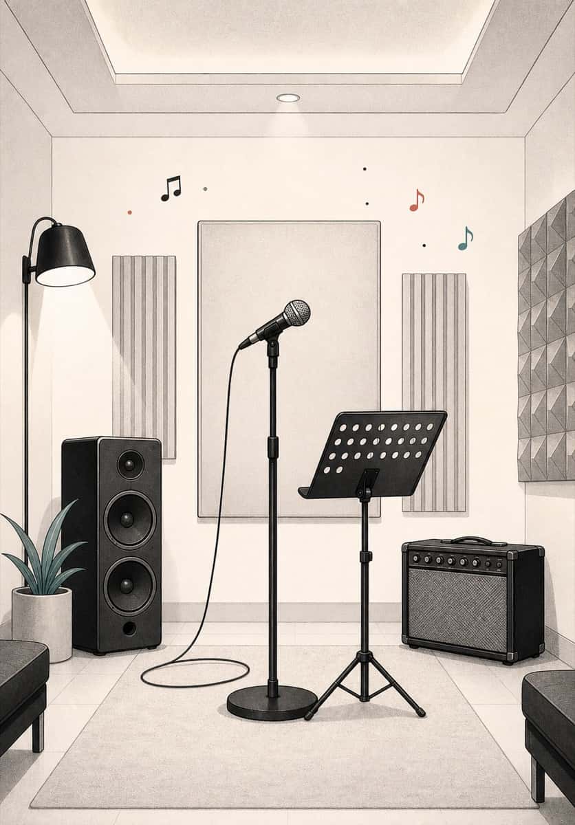 karaoke instrumental maker in a small recording studio