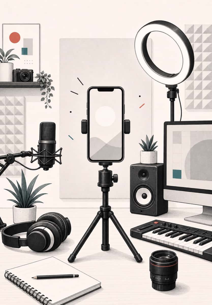 social video backing track production desk