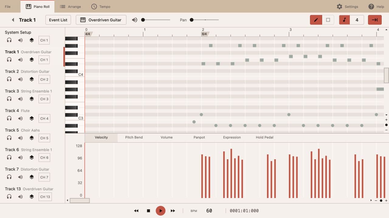 Online MIDI Editor — Edit notes, tracks, instruments and tempo